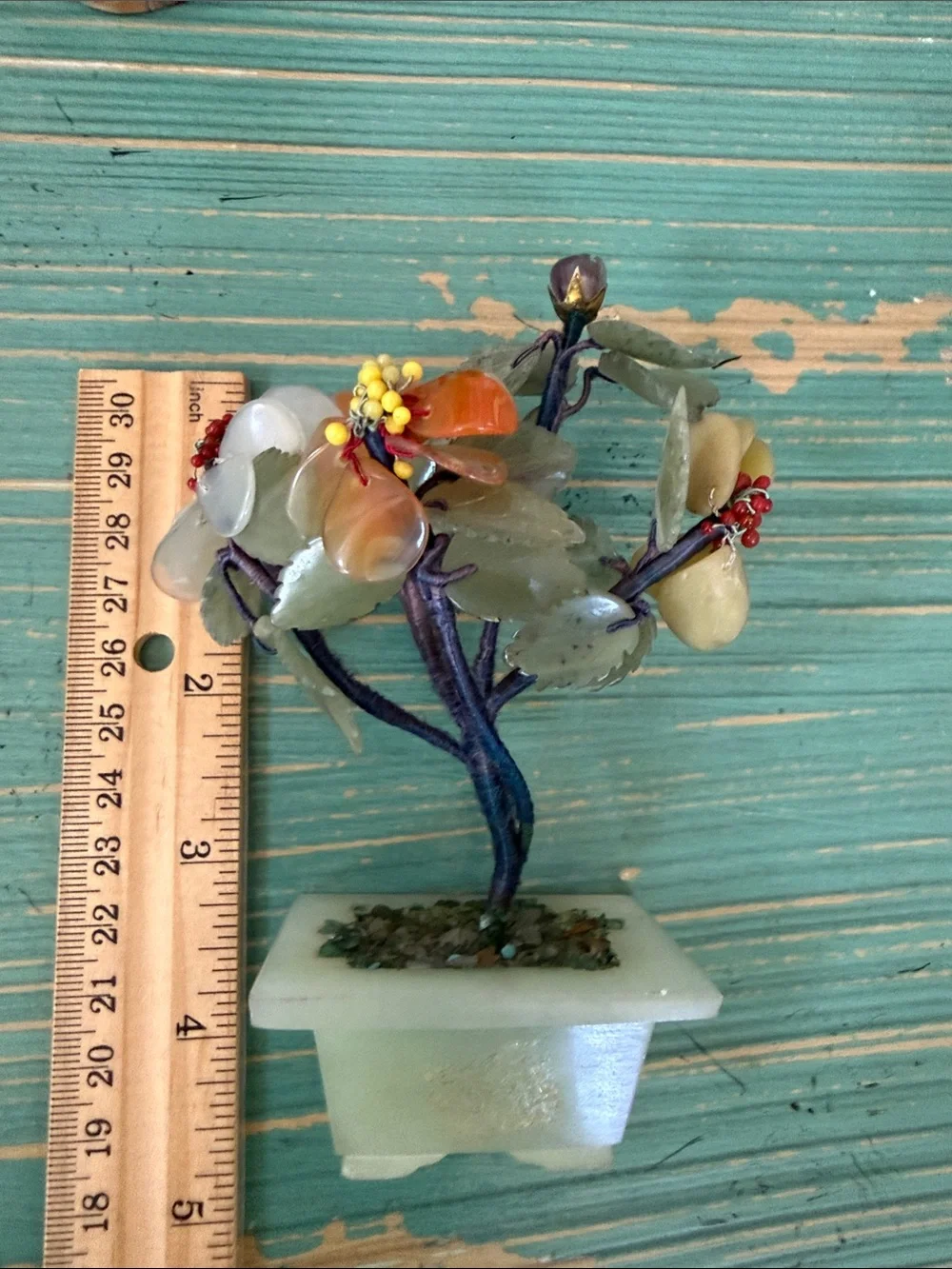 Vintage Multicolored Gemstone Floral Accent - Orange, Yellow, Green, Purple